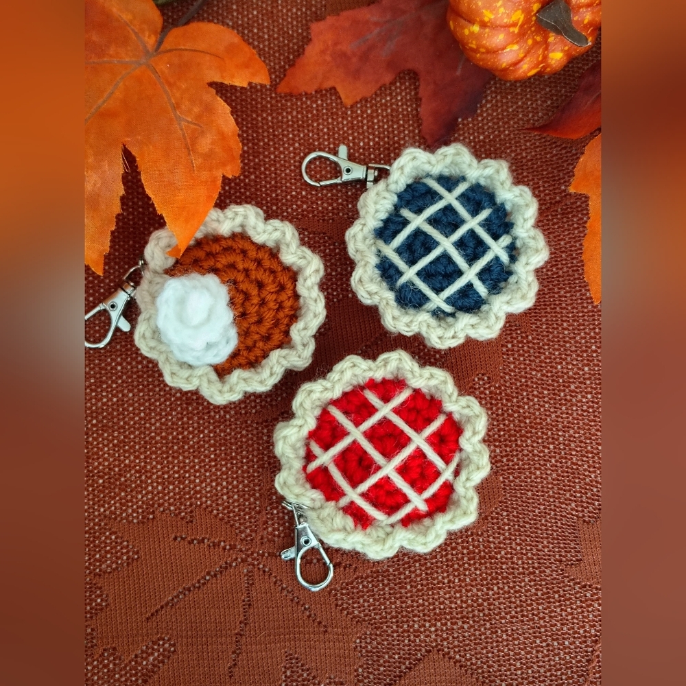 Handmade Pie Keychain Bag Charm Pumpkin, Blueberry OR Cherry